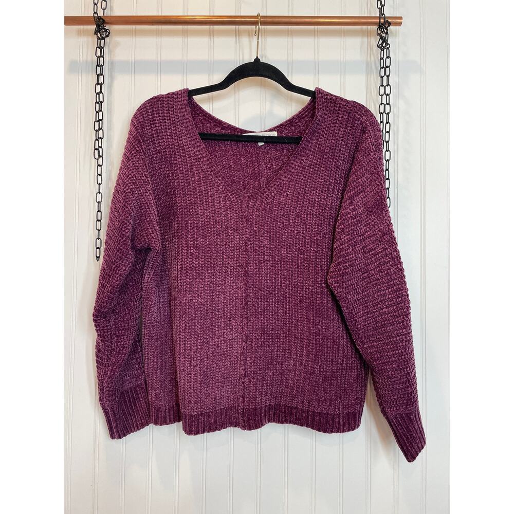 Madison+Hudson Burgundy V-Neck Pullover Sweater Womens Size S